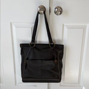“Iris” brown pebbled leather Tote by The Sak